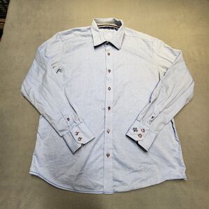 Report Collection Shirt Mens 2XL Blue Island Wash Flip Cuff Button Up